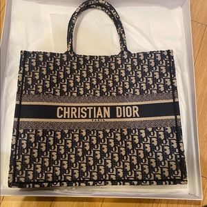 BRAND NEW Dior Book Tote Blue Oblique Embroidery